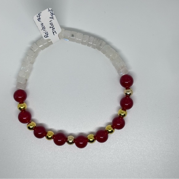 Rainbow moonstone with Agate bracelet stretchy handmade - Picture 3 of 5